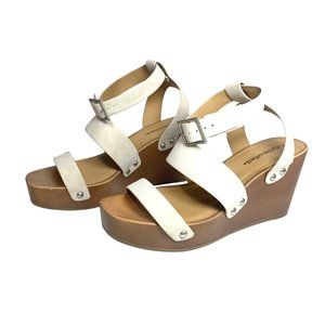 Cityclassified Women Ivory Shoes Open Toe Ankle Strap Wedge Sandals Size 8
